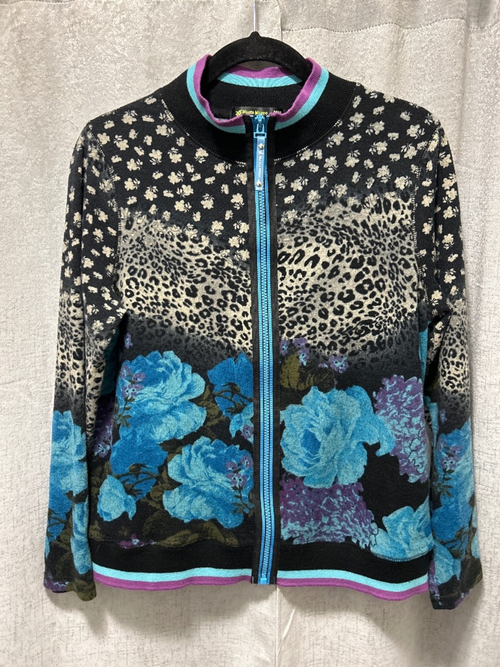 Monte Milano cardigan floral animal print colorful sz large
